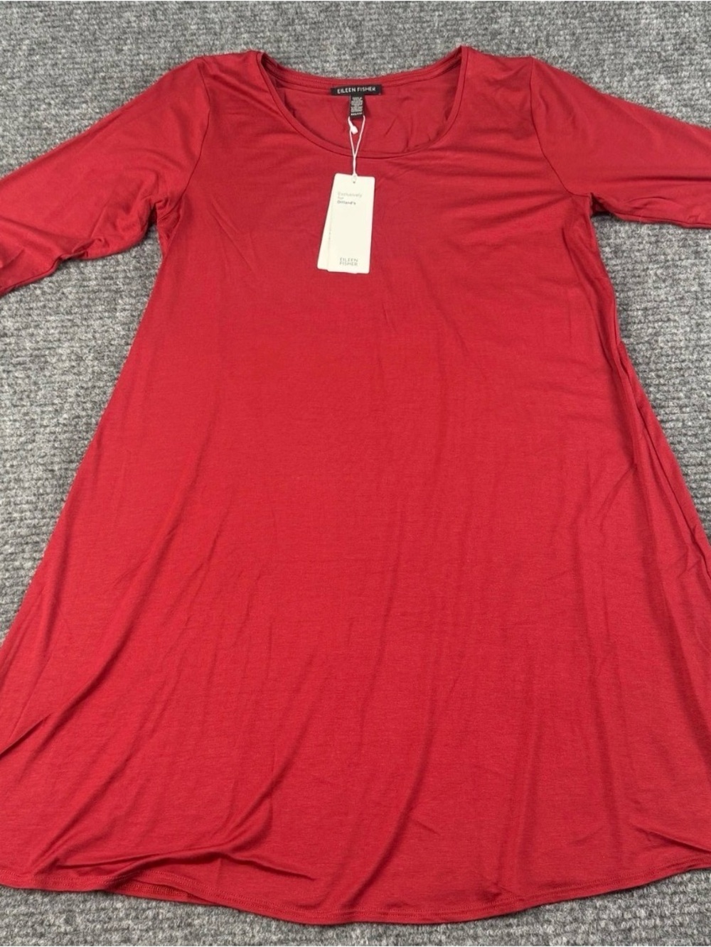 Eileen Fisher Red Scoop Neck A-Line Dress